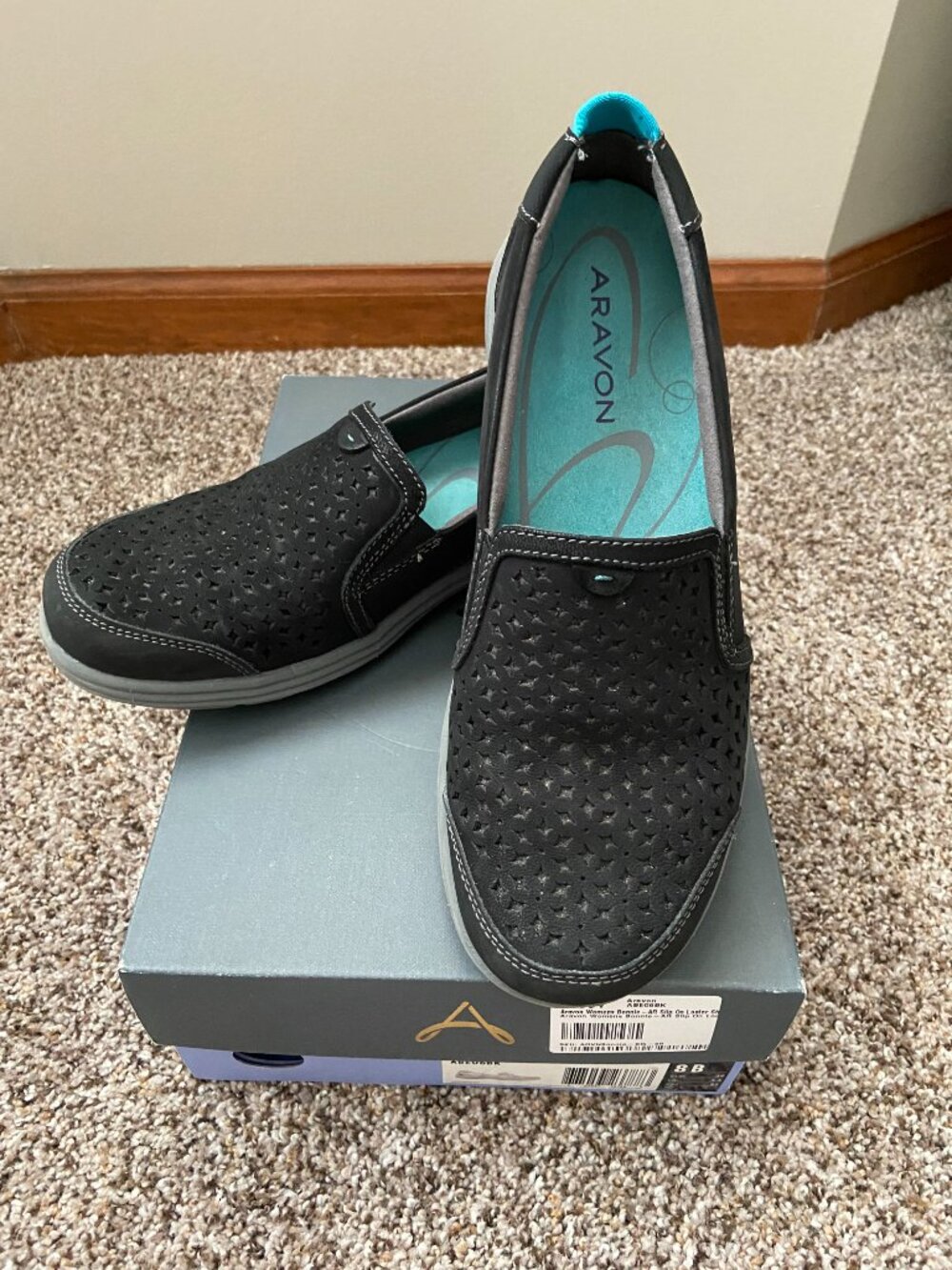 Aravon Women's Bonnie-AR Slip-on Black Loafer, Size 8B